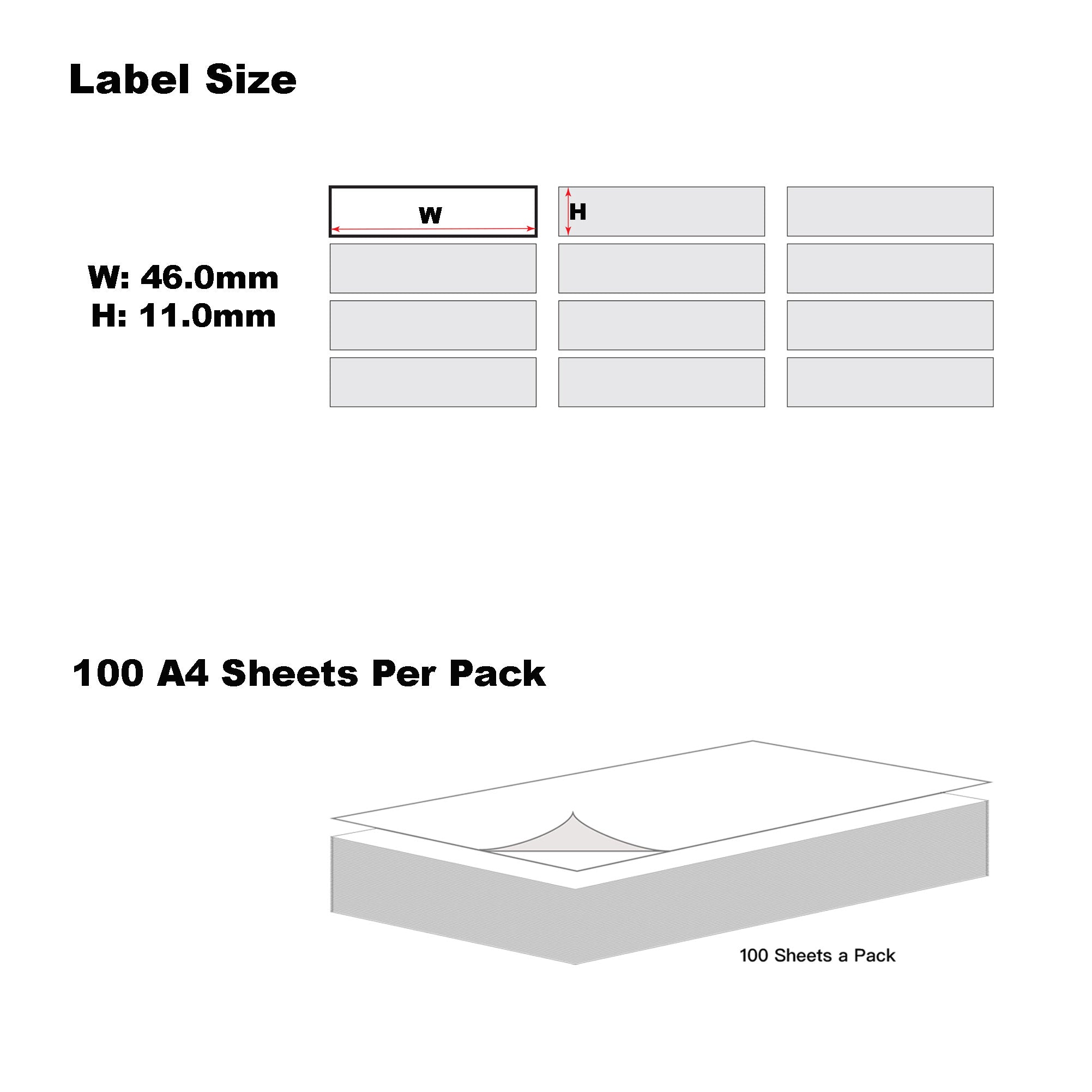 A4 Format Rectangle Labels 46 x 11.11mm 84 Labels Per Sheet-500 Sheets