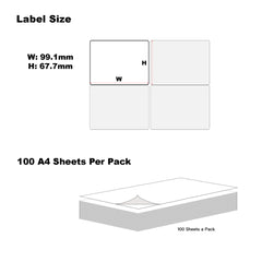A4 Format Rectangle Labels 99.1 x 67.7mm 8 Labels Per Sheet-500 Sheets