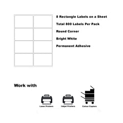 A4 Format Rectangle Labels 99.1 x 67.7mm 8 Labels Per Sheet-1000 Sheets