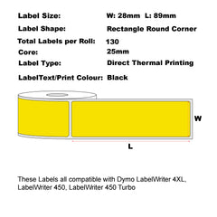 Compatible Dymo 99010/SD99010 Yellow Label 28mm x 89mm 130L Address
