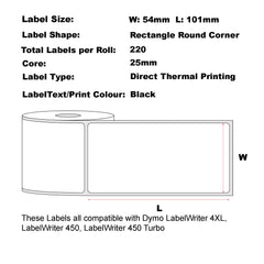 Compatible  Dymo 99014 54mm x 101mm White Labels-100 Rolls Bulk Buy