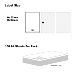 A4 Format Rectangle Labels 89 x 62mm 9 Labels Per Sheet-100 Sheets