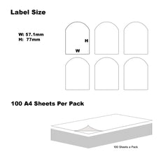 A4 Format Arched Labels 57.2 x 77mm 9 Labels Per Sheet-2000 Sheets