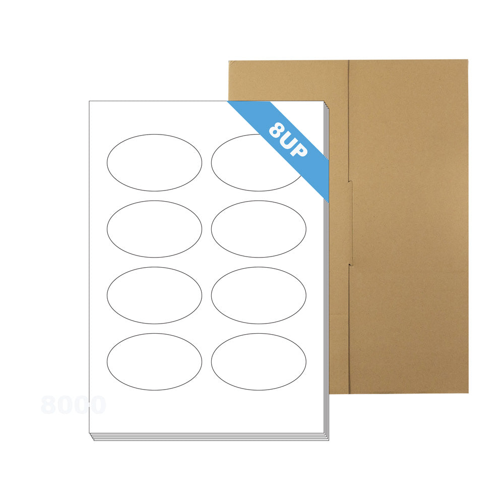 A4 Format Oval Labels 84.7 x 50.8mm 8 Labels Per Sheet-500 Sheets