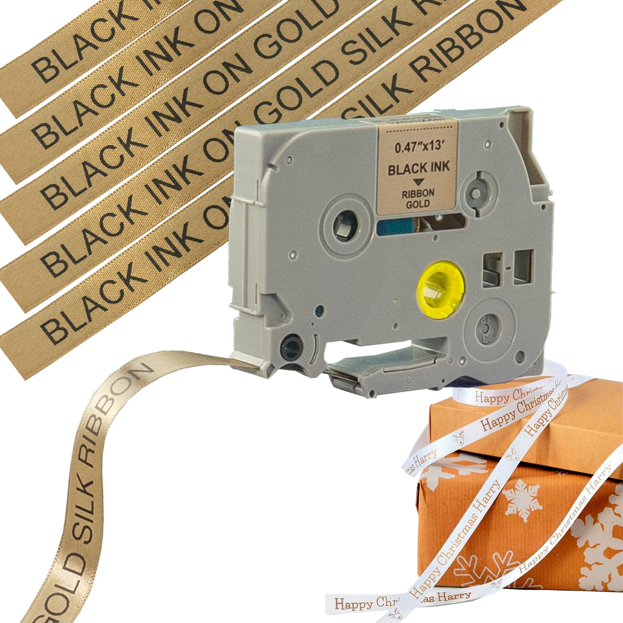 Compatible Brother T831P Silk Label Tapes Black on Gold 12mm x 4m