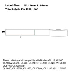 Compatible Brother DK-11203 File Folder Labels 17mm x 87mm 300 Labels Per Roll 5+1