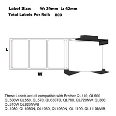 12x Compatible Brother DK-11209 Small Address White abels 62mm x 29mm 800 Labels/Roll
