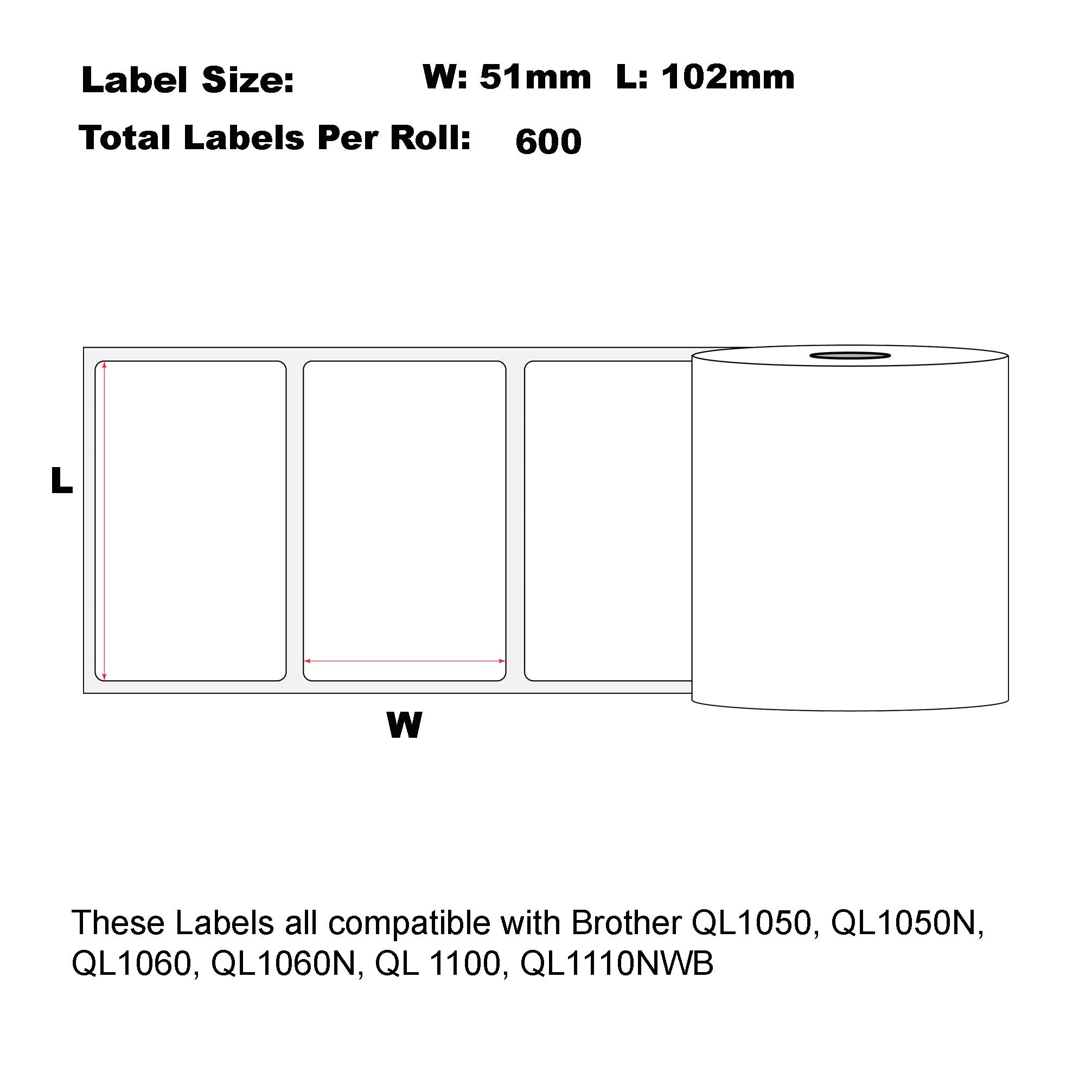 Compatible Brother DK-11240 Barcode Refill labels 102mm x 51mm-20 Rolls Bulk Buy