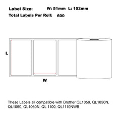 Compatible Brother DK-11240 White Refill Labels 102mm x 51mm 600 Labels Per Roll