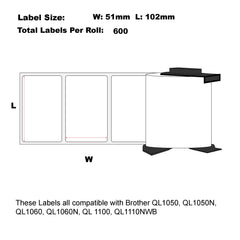 Compatible Brother DK-11240 White Labels 102mm x 51mm 600 Labels Per Roll 5+1