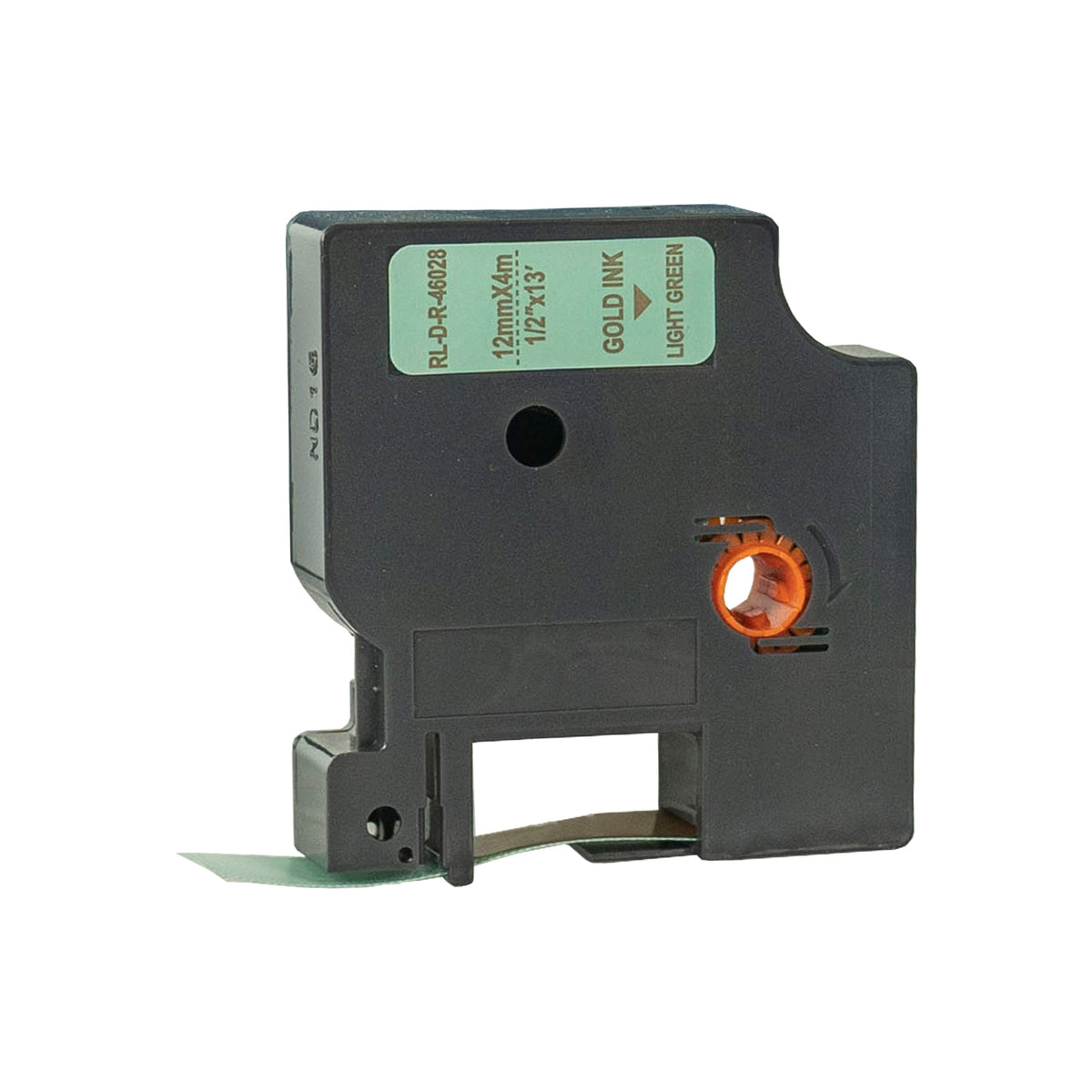 Compatible Dymo D1 46028 Silk Label Tapes Gold on Light Green 12mm x 4m