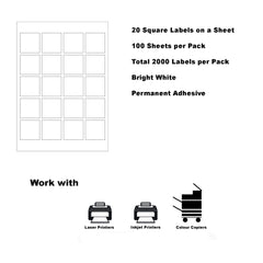 A4 Format Square Labels 45 x 45mm 20 Labels Per Sheet-2000 Sheets
