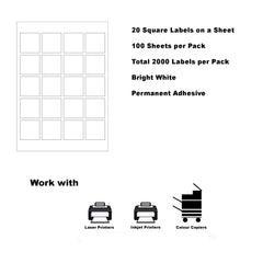 A4 Format Square Labels 45 x 45mm 20 Labels Per Sheet-500 Sheets