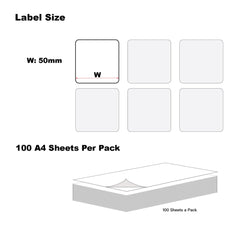 A4 Format Square Labels 50 x 50mm 15 Labels Per Sheet-2000 Sheets